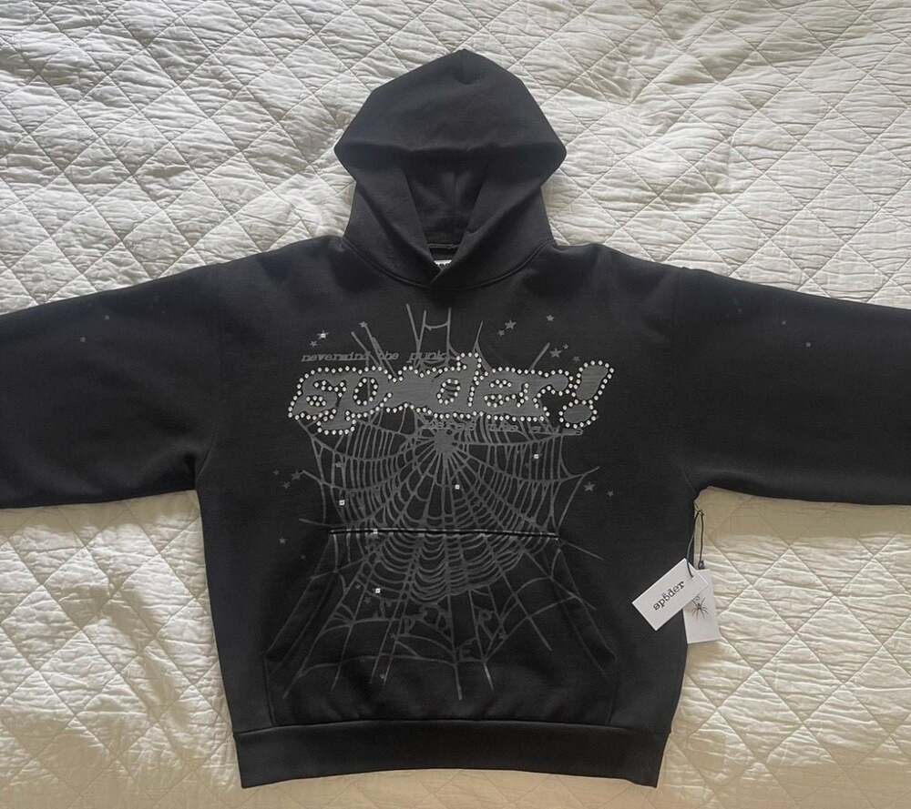 Sp5der Rhinestone Punk V2 Hoodie Black